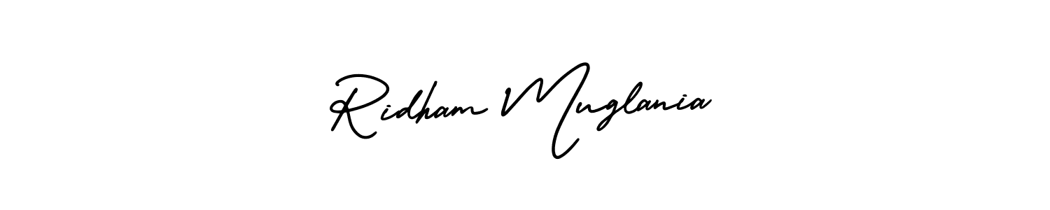 Create a beautiful signature design for name Ridham Muglania. With this signature (AmerikaSignatureDemo-Regular) fonts, you can make a handwritten signature for free. Ridham Muglania signature style 3 images and pictures png