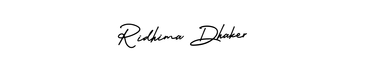 How to make Ridhima Dhaker signature? AmerikaSignatureDemo-Regular is a professional autograph style. Create handwritten signature for Ridhima Dhaker name. Ridhima Dhaker signature style 3 images and pictures png