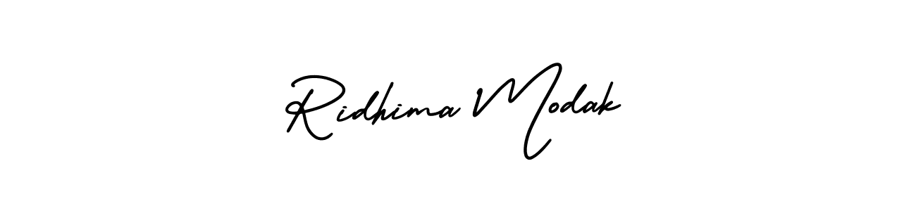 How to make Ridhima Modak name signature. Use AmerikaSignatureDemo-Regular style for creating short signs online. This is the latest handwritten sign. Ridhima Modak signature style 3 images and pictures png