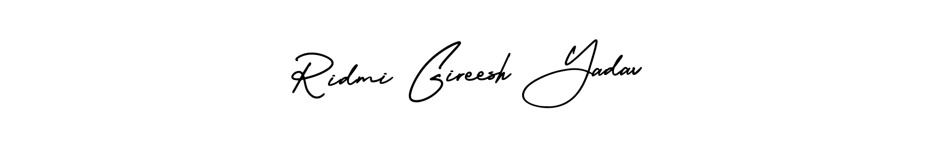 It looks lik you need a new signature style for name Ridmi Gireesh Yadav. Design unique handwritten (AmerikaSignatureDemo-Regular) signature with our free signature maker in just a few clicks. Ridmi Gireesh Yadav signature style 3 images and pictures png