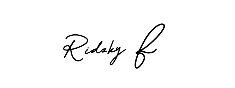 Design your own signature with our free online signature maker. With this signature software, you can create a handwritten (AmerikaSignatureDemo-Regular) signature for name Ridzky F. Ridzky F signature style 3 images and pictures png