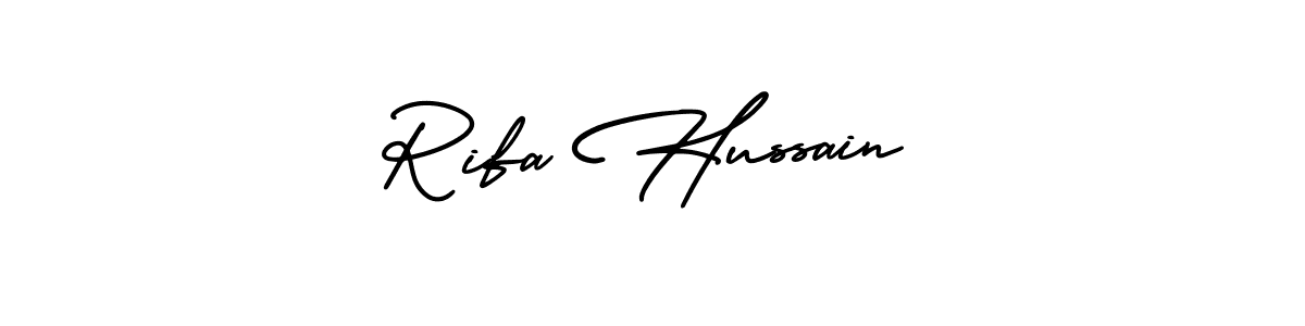 Use a signature maker to create a handwritten signature online. With this signature software, you can design (AmerikaSignatureDemo-Regular) your own signature for name Rifa Hussain. Rifa Hussain signature style 3 images and pictures png
