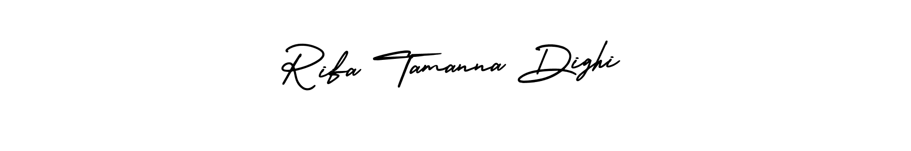 The best way (AmerikaSignatureDemo-Regular) to make a short signature is to pick only two or three words in your name. The name Rifa Tamanna Dighi include a total of six letters. For converting this name. Rifa Tamanna Dighi signature style 3 images and pictures png