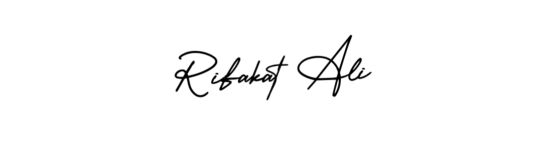 You should practise on your own different ways (AmerikaSignatureDemo-Regular) to write your name (Rifakat Ali) in signature. don't let someone else do it for you. Rifakat Ali signature style 3 images and pictures png