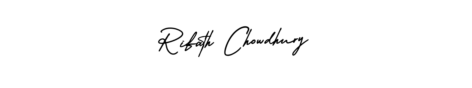 You should practise on your own different ways (AmerikaSignatureDemo-Regular) to write your name (Rifath Chowdhury) in signature. don't let someone else do it for you. Rifath Chowdhury signature style 3 images and pictures png