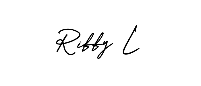 Create a beautiful signature design for name Riffy L. With this signature (AmerikaSignatureDemo-Regular) fonts, you can make a handwritten signature for free. Riffy L signature style 3 images and pictures png