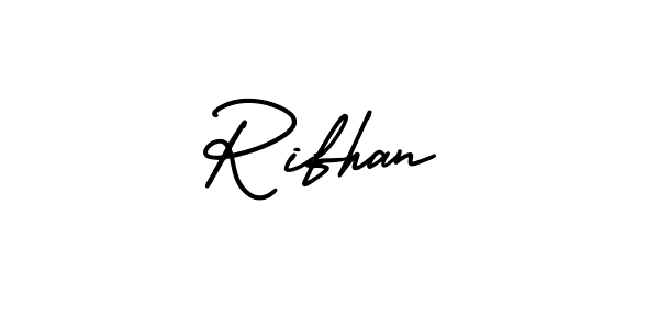 Make a beautiful signature design for name Rifhan. With this signature (AmerikaSignatureDemo-Regular) style, you can create a handwritten signature for free. Rifhan signature style 3 images and pictures png