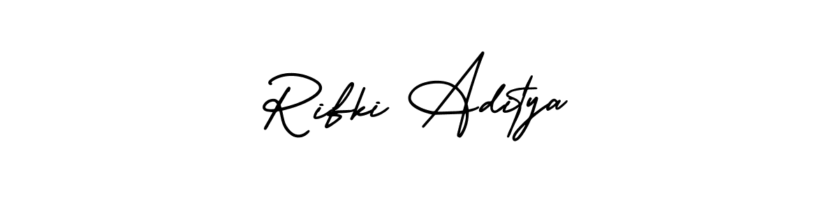 Rifki Aditya stylish signature style. Best Handwritten Sign (AmerikaSignatureDemo-Regular) for my name. Handwritten Signature Collection Ideas for my name Rifki Aditya. Rifki Aditya signature style 3 images and pictures png