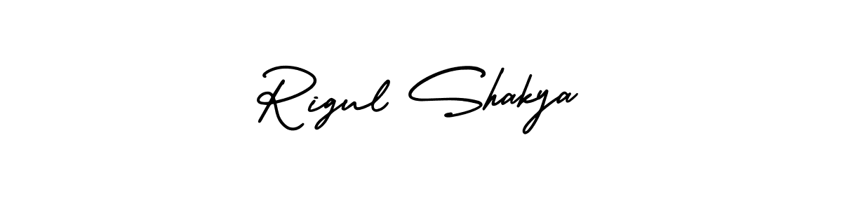 Use a signature maker to create a handwritten signature online. With this signature software, you can design (AmerikaSignatureDemo-Regular) your own signature for name Rigul Shakya. Rigul Shakya signature style 3 images and pictures png