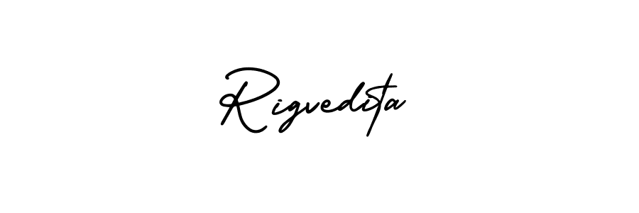 The best way (AmerikaSignatureDemo-Regular) to make a short signature is to pick only two or three words in your name. The name Rigvedita include a total of six letters. For converting this name. Rigvedita signature style 3 images and pictures png