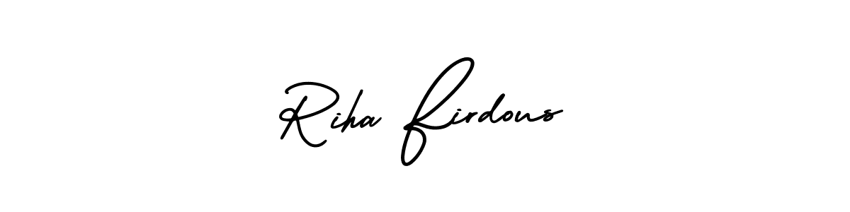 Design your own signature with our free online signature maker. With this signature software, you can create a handwritten (AmerikaSignatureDemo-Regular) signature for name Riha Firdous. Riha Firdous signature style 3 images and pictures png
