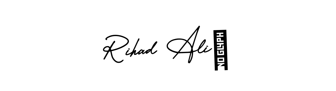 You should practise on your own different ways (AmerikaSignatureDemo-Regular) to write your name (Rihad Alić) in signature. don't let someone else do it for you. Rihad Alić signature style 3 images and pictures png