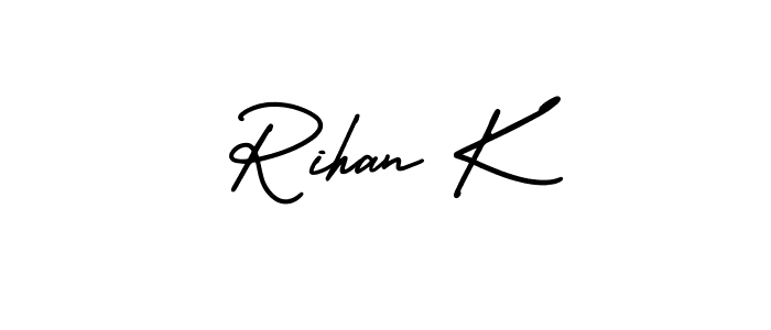 Rihan K stylish signature style. Best Handwritten Sign (AmerikaSignatureDemo-Regular) for my name. Handwritten Signature Collection Ideas for my name Rihan K. Rihan K signature style 3 images and pictures png