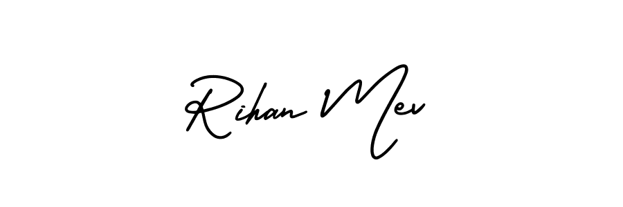 How to make Rihan Mev signature? AmerikaSignatureDemo-Regular is a professional autograph style. Create handwritten signature for Rihan Mev name. Rihan Mev signature style 3 images and pictures png