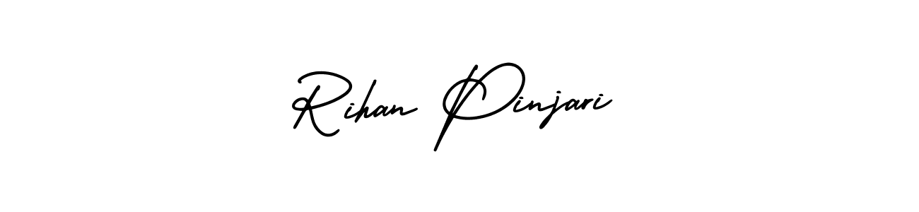 This is the best signature style for the Rihan Pinjari name. Also you like these signature font (AmerikaSignatureDemo-Regular). Mix name signature. Rihan Pinjari signature style 3 images and pictures png