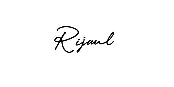 The best way (AmerikaSignatureDemo-Regular) to make a short signature is to pick only two or three words in your name. The name Rijaul include a total of six letters. For converting this name. Rijaul signature style 3 images and pictures png