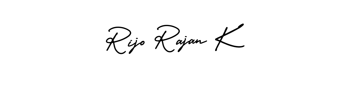 Similarly AmerikaSignatureDemo-Regular is the best handwritten signature design. Signature creator online .You can use it as an online autograph creator for name Rijo Rajan K. Rijo Rajan K signature style 3 images and pictures png