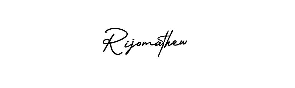 The best way (AmerikaSignatureDemo-Regular) to make a short signature is to pick only two or three words in your name. The name Rijomathew include a total of six letters. For converting this name. Rijomathew signature style 3 images and pictures png