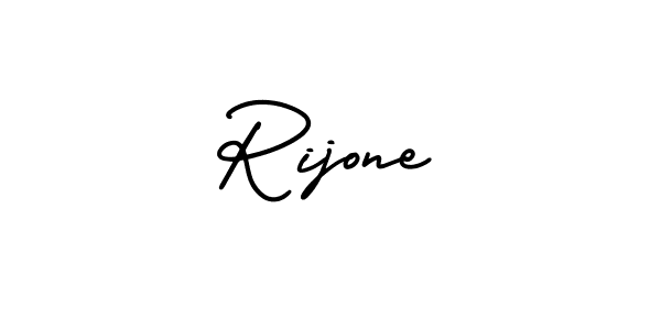 How to make Rijone name signature. Use AmerikaSignatureDemo-Regular style for creating short signs online. This is the latest handwritten sign. Rijone signature style 3 images and pictures png