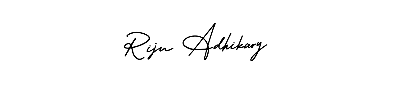 Use a signature maker to create a handwritten signature online. With this signature software, you can design (AmerikaSignatureDemo-Regular) your own signature for name Riju Adhikary. Riju Adhikary signature style 3 images and pictures png