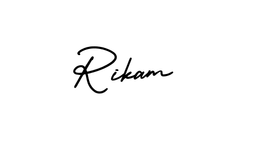 It looks lik you need a new signature style for name Rikam. Design unique handwritten (AmerikaSignatureDemo-Regular) signature with our free signature maker in just a few clicks. Rikam signature style 3 images and pictures png