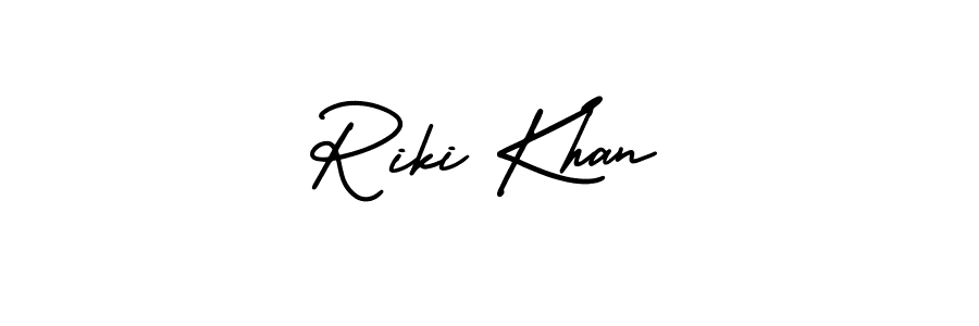 The best way (AmerikaSignatureDemo-Regular) to make a short signature is to pick only two or three words in your name. The name Riki Khan include a total of six letters. For converting this name. Riki Khan signature style 3 images and pictures png