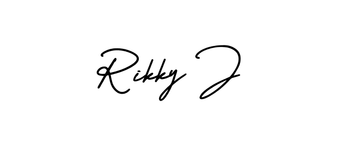 How to Draw Rikky J signature style? AmerikaSignatureDemo-Regular is a latest design signature styles for name Rikky J. Rikky J signature style 3 images and pictures png