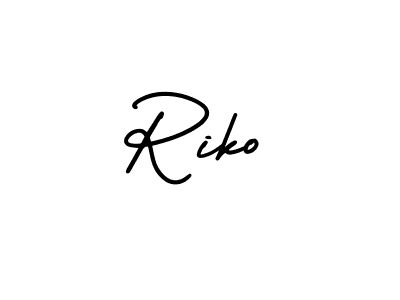 Use a signature maker to create a handwritten signature online. With this signature software, you can design (AmerikaSignatureDemo-Regular) your own signature for name Riko. Riko signature style 3 images and pictures png