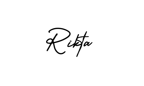 This is the best signature style for the Rikta name. Also you like these signature font (AmerikaSignatureDemo-Regular). Mix name signature. Rikta signature style 3 images and pictures png