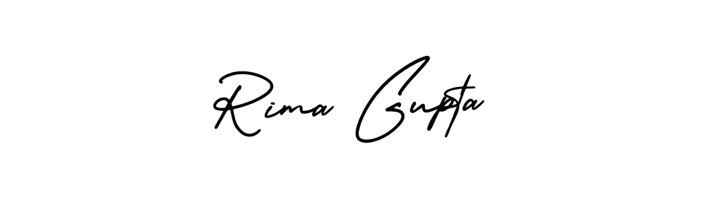 You should practise on your own different ways (AmerikaSignatureDemo-Regular) to write your name (Rima Gupta) in signature. don't let someone else do it for you. Rima Gupta signature style 3 images and pictures png
