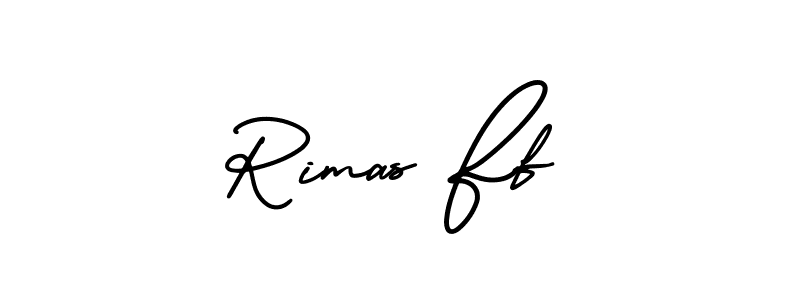 How to make Rimas Ff name signature. Use AmerikaSignatureDemo-Regular style for creating short signs online. This is the latest handwritten sign. Rimas Ff signature style 3 images and pictures png