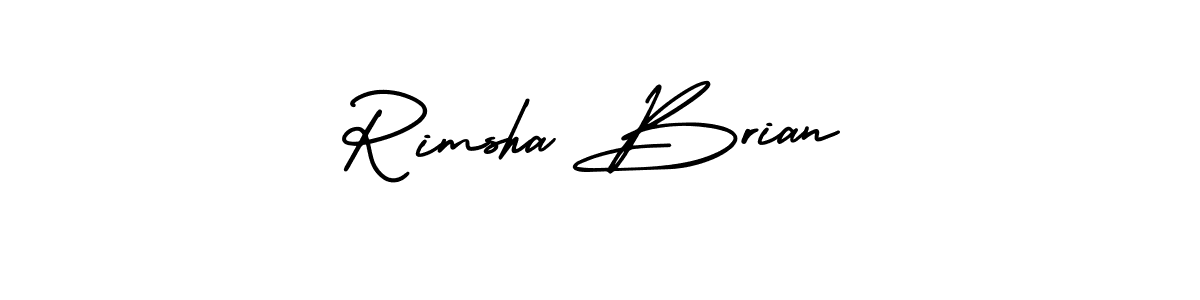 AmerikaSignatureDemo-Regular is a professional signature style that is perfect for those who want to add a touch of class to their signature. It is also a great choice for those who want to make their signature more unique. Get Rimsha Brian name to fancy signature for free. Rimsha Brian signature style 3 images and pictures png