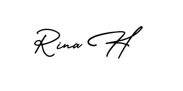 Similarly AmerikaSignatureDemo-Regular is the best handwritten signature design. Signature creator online .You can use it as an online autograph creator for name Rina H. Rina H signature style 3 images and pictures png