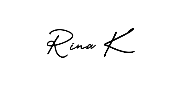 Design your own signature with our free online signature maker. With this signature software, you can create a handwritten (AmerikaSignatureDemo-Regular) signature for name Rina K. Rina K signature style 3 images and pictures png