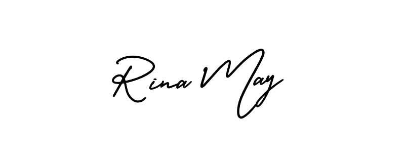 How to make Rina May name signature. Use AmerikaSignatureDemo-Regular style for creating short signs online. This is the latest handwritten sign. Rina May signature style 3 images and pictures png