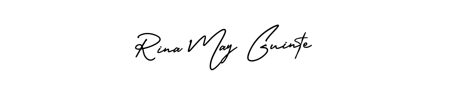 The best way (AmerikaSignatureDemo-Regular) to make a short signature is to pick only two or three words in your name. The name Rina May Guinte include a total of six letters. For converting this name. Rina May Guinte signature style 3 images and pictures png