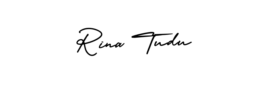 How to make Rina Tudu name signature. Use AmerikaSignatureDemo-Regular style for creating short signs online. This is the latest handwritten sign. Rina Tudu signature style 3 images and pictures png