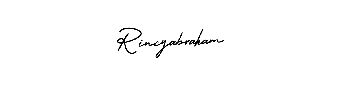 Make a short Rincyabraham signature style. Manage your documents anywhere anytime using AmerikaSignatureDemo-Regular. Create and add eSignatures, submit forms, share and send files easily. Rincyabraham signature style 3 images and pictures png