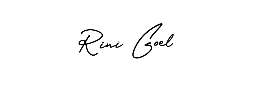 How to make Rini Goel name signature. Use AmerikaSignatureDemo-Regular style for creating short signs online. This is the latest handwritten sign. Rini Goel signature style 3 images and pictures png