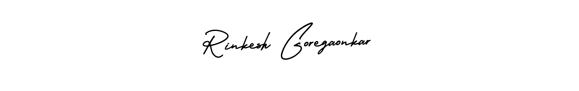 How to make Rinkesh Goregaonkar signature? AmerikaSignatureDemo-Regular is a professional autograph style. Create handwritten signature for Rinkesh Goregaonkar name. Rinkesh Goregaonkar signature style 3 images and pictures png