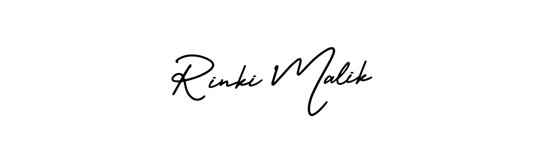 How to make Rinki Malik name signature. Use AmerikaSignatureDemo-Regular style for creating short signs online. This is the latest handwritten sign. Rinki Malik signature style 3 images and pictures png