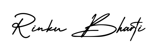 Designed for modern professionals: Rinku Bharti name signature crafted with AmerikaSignatureDemo-Regular script. Ready for digital PDF workflows. Rinku Bharti signature style 3 images and pictures png
