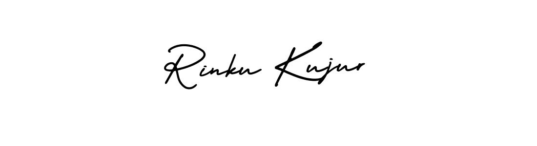 The best way (AmerikaSignatureDemo-Regular) to make a short signature is to pick only two or three words in your name. The name Rinku Kujur include a total of six letters. For converting this name. Rinku Kujur signature style 3 images and pictures png