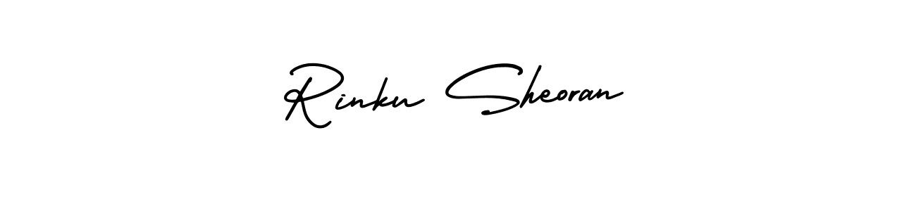 The best way (AmerikaSignatureDemo-Regular) to make a short signature is to pick only two or three words in your name. The name Rinku Sheoran include a total of six letters. For converting this name. Rinku Sheoran signature style 3 images and pictures png