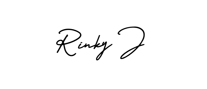 Use a signature maker to create a handwritten signature online. With this signature software, you can design (AmerikaSignatureDemo-Regular) your own signature for name Rinky J. Rinky J signature style 3 images and pictures png