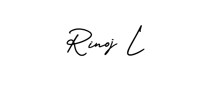 How to Draw Rinoj L signature style? AmerikaSignatureDemo-Regular is a latest design signature styles for name Rinoj L. Rinoj L signature style 3 images and pictures png