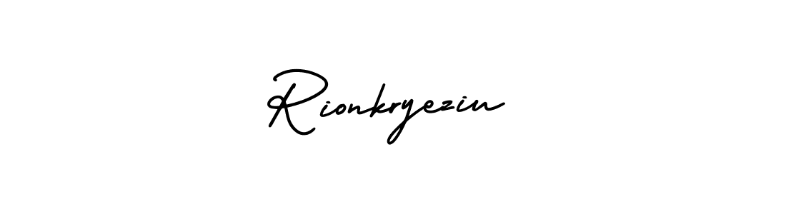 Rionkryeziu stylish signature style. Best Handwritten Sign (AmerikaSignatureDemo-Regular) for my name. Handwritten Signature Collection Ideas for my name Rionkryeziu. Rionkryeziu signature style 3 images and pictures png