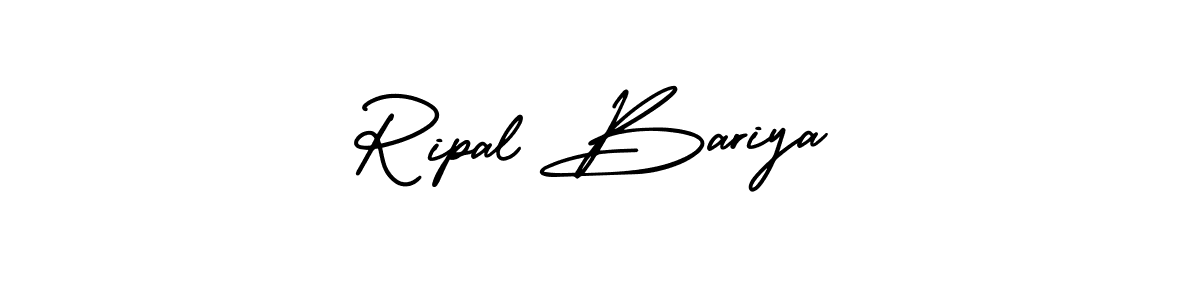 The best way (AmerikaSignatureDemo-Regular) to make a short signature is to pick only two or three words in your name. The name Ripal Bariya include a total of six letters. For converting this name. Ripal Bariya signature style 3 images and pictures png