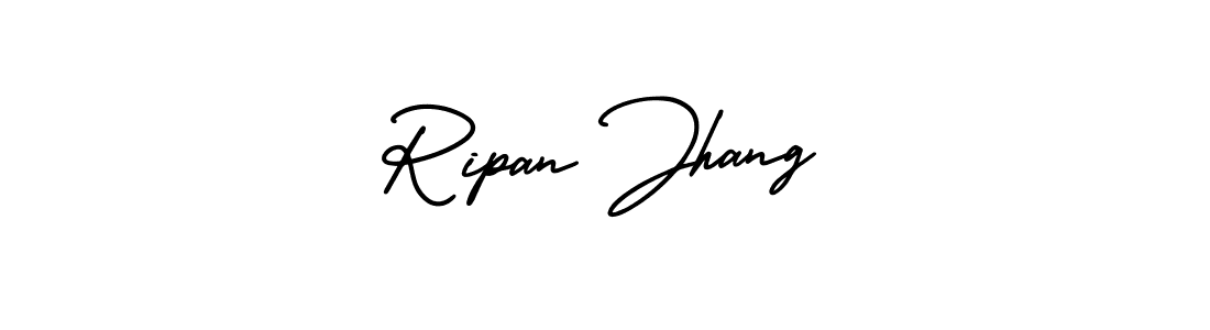 The best way (AmerikaSignatureDemo-Regular) to make a short signature is to pick only two or three words in your name. The name Ripan Jhang include a total of six letters. For converting this name. Ripan Jhang signature style 3 images and pictures png