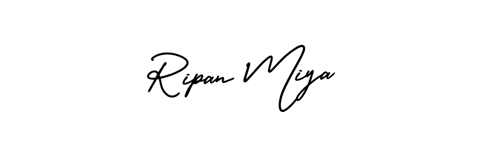 The best way (AmerikaSignatureDemo-Regular) to make a short signature is to pick only two or three words in your name. The name Ripan Miya include a total of six letters. For converting this name. Ripan Miya signature style 3 images and pictures png